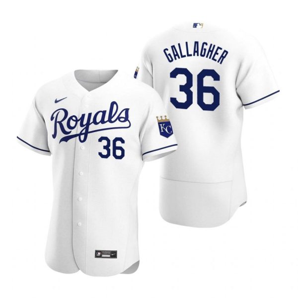 Personalized Men’s Cam Gallagher Kansas City Royals Flex Base Jersey White