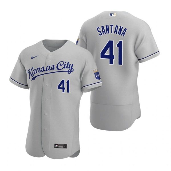 Personalized Men’s Carlos Santana Kansas City Royals Flex Base Jersey Gray