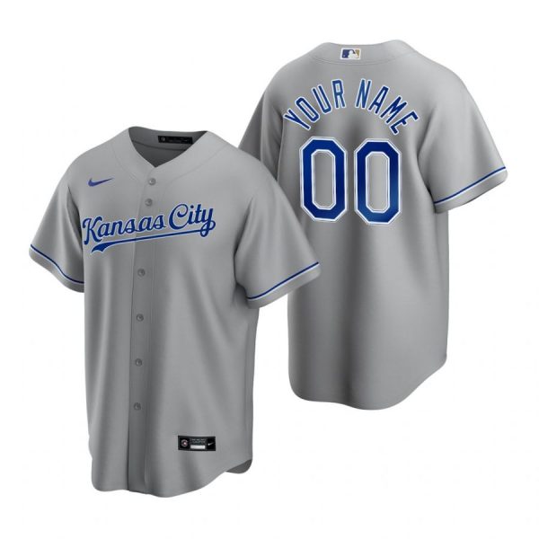 Personalized Men’s Kansas City Royals Cool Base Jersey Gray