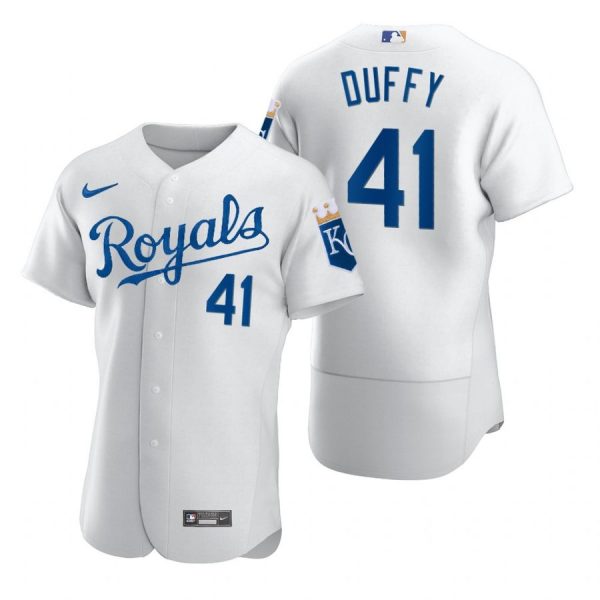Personalized Men’s Danny Duffy Kansas City Royals Flex Base Jersey White