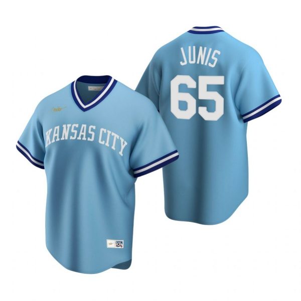 Personalized Men’s Jakob Junis Kansas City Royals Cool Base Jersey Light Blue Cooperstown