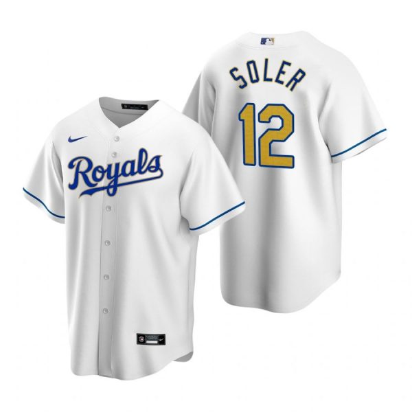Personalized Men’s Jorge Soler Kansas City Royals Cool Base Jersey White Golden