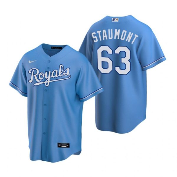 Personalized Men’s Josh Staumont Kansas City Royals Cool Base Jersey Light Blue