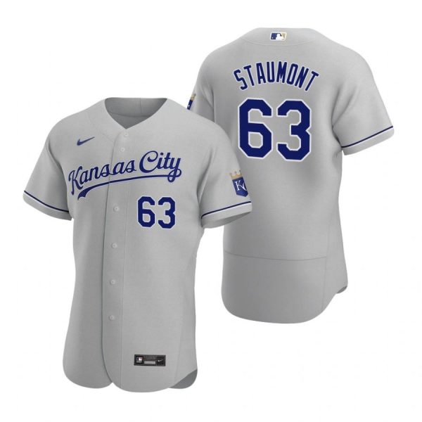 Personalized Men’s Josh Staumont Kansas City Royals Flex Base Jersey Gray