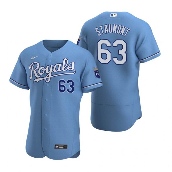 Personalized Men’s Josh Staumont Kansas City Royals Flex Base Jersey Light Blue