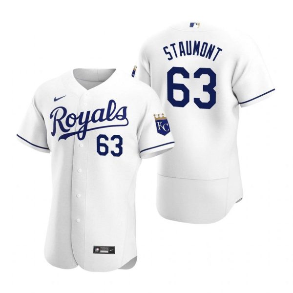 Personalized Men’s Josh Staumont Kansas City Royals Flex Base Jersey White