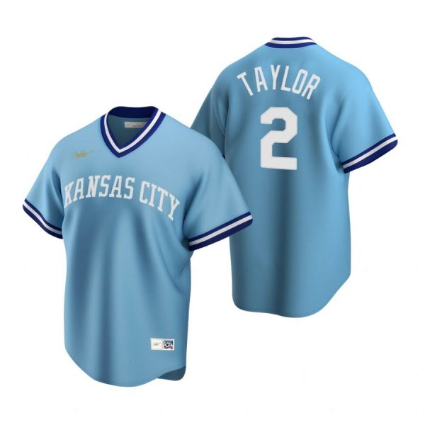 Personalized Men’s Michael A. Taylor Kansas City Royals Cool Base Jersey Light Blue Cooperstown