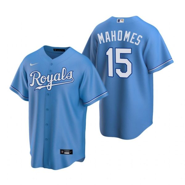 Personalized Men’s Patrick Mahomes Kansas City Royals Cool Base Jersey Light Blue