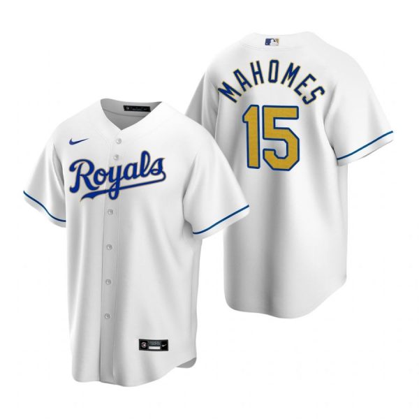 Personalized Men’s Patrick Mahomes Kansas City Royals Cool Base Jersey White Golden