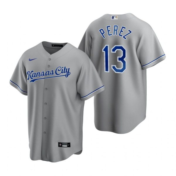 Personalized Men’s Salvador Perez Kansas City Royals Cool Base Jersey Gray