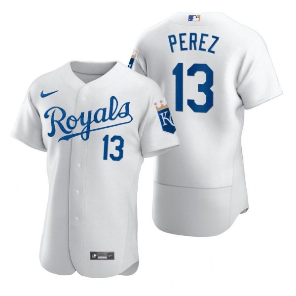 Personalized Men’s Salvador Perez Kansas City Royals Flex Base Jersey White