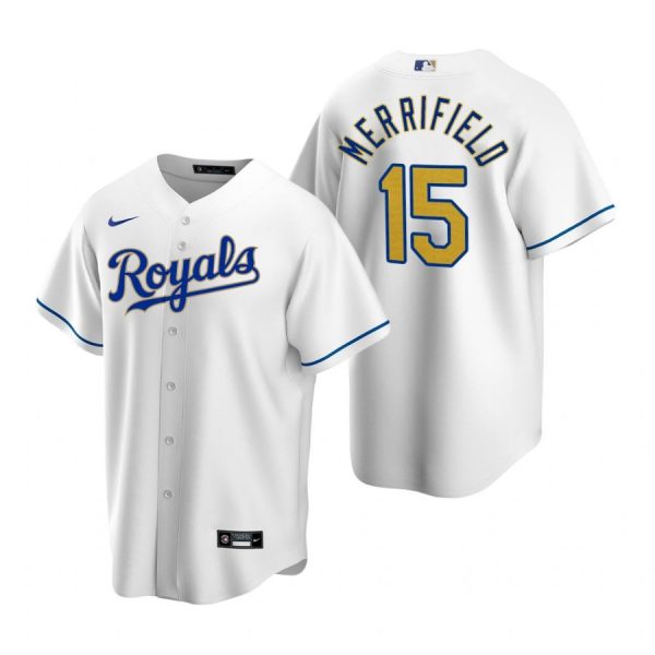Personalized Men’s Whit Merrifield Kansas City Royals Cool Base Jersey White Golden