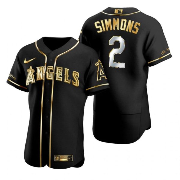 Personalized Men’s Andrelton Simmons Los Angeles Angels Flex Base Jersey Black Golden