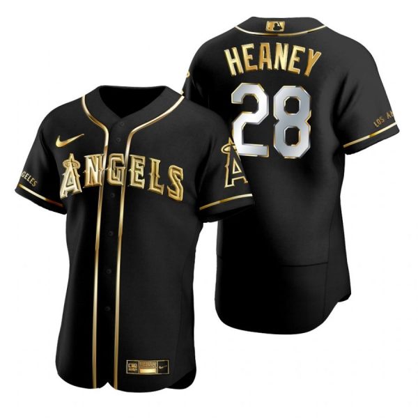 Personalized Men’s Andrew Heaney Los Angeles Angels Flex Base Jersey Black Golden