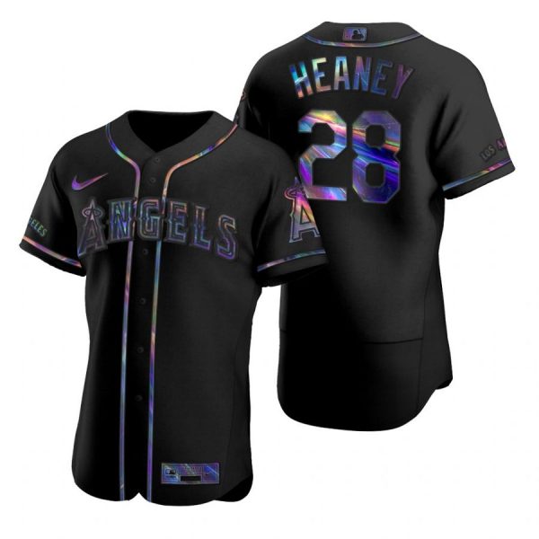 Personalized Men’s Andrew Heaney Los Angeles Angels Flex Base Jersey Black Holographic