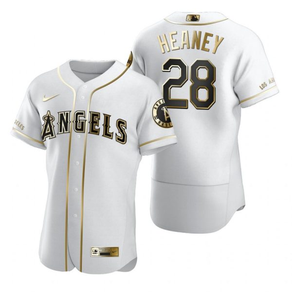 Personalized Men’s Andrew Heaney Los Angeles Angels Flex Base Jersey White Golden