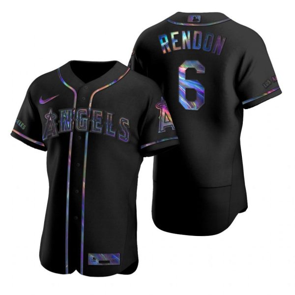 Personalized Men’s Anthony Rendon Los Angeles Angels Flex Base Jersey Black Holographic