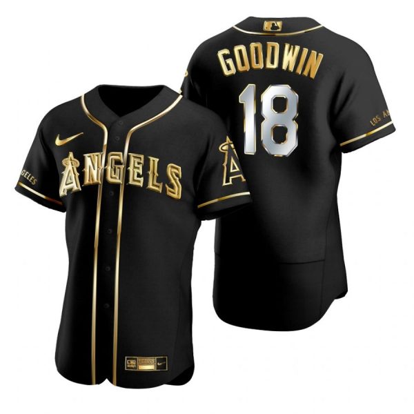 Personalized Men’s Brian Goodwin Los Angeles Angels Flex Base Jersey Black Golden