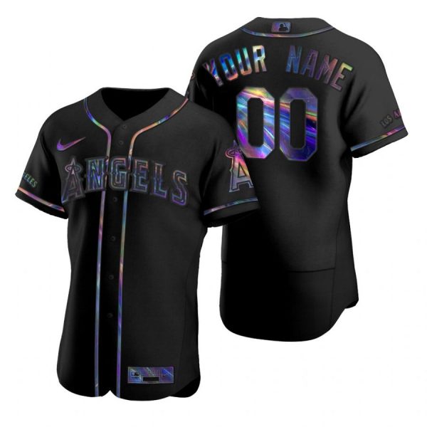 Personalized Men’s Los Angeles Angels Flex Base Jersey Black Holographic