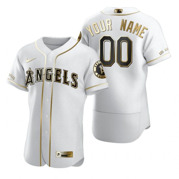 Personalized Men’s Los Angeles Angels Flex Base Jersey White Golden