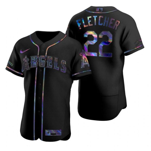 Personalized Men’s David Fletcher Los Angeles Angels Flex Base Jersey Black Holographic