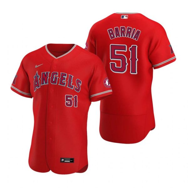 Personalized Men’s Jaime Barria Los Angeles Angels Flex Base Jersey Red