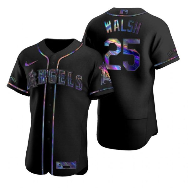 Personalized Men’s Jared Walsh Los Angeles Angels Flex Base Jersey Black Holographic