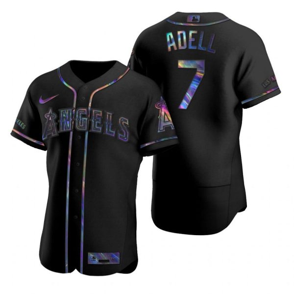 Personalized Men’s Jo Adell Los Angeles Angels Flex Base Jersey Black Holographic