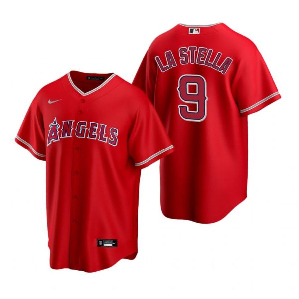 Personalized Men’s Tommy La Stella Los Angeles Angels Cool Base Jersey Red