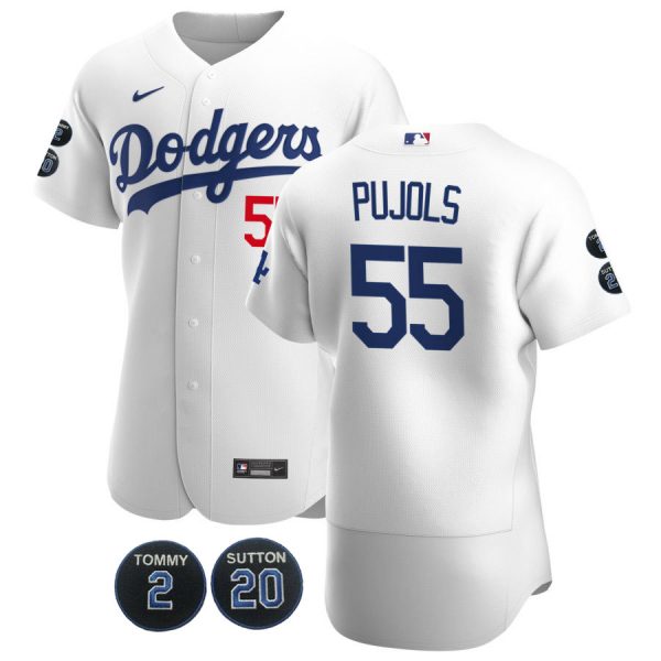 Personalized Men’s Los Angeles Dodgers Albert Pujols Flex Base Jersey – Stitched White