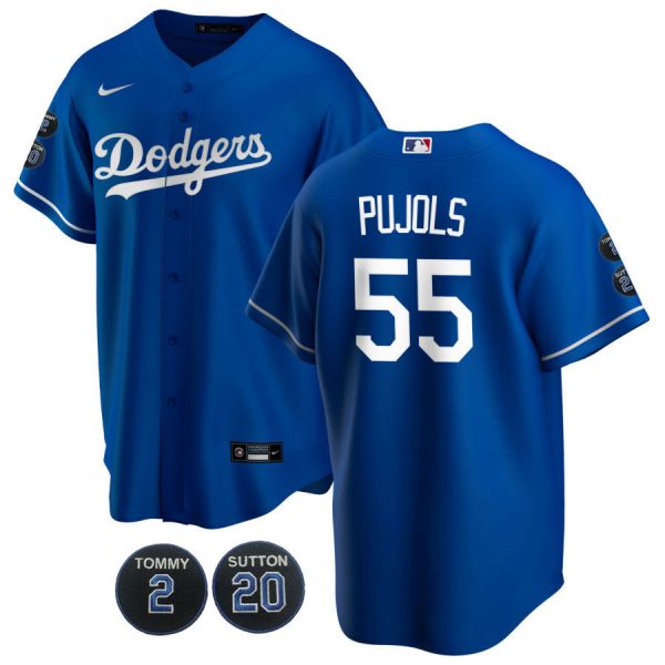 Personalized Men’s Los Angeles Dodgers Albert Pujols Cool Base Jersey – Stitched Royal