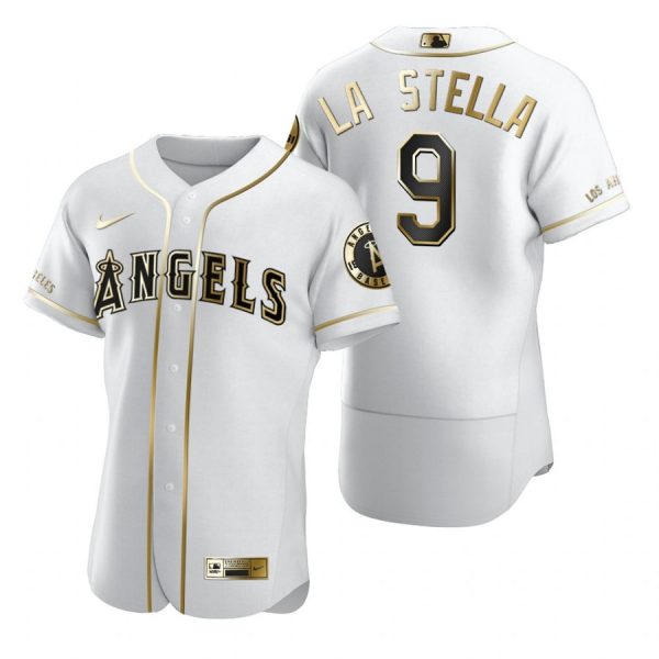 Personalized Men’s Tommy La Stella Los Angeles Angels Flex Base Jersey White Golden