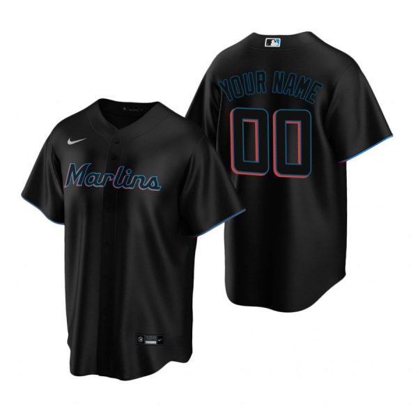 Personalized Men’s Miami Marlins Cool Base Jersey Black