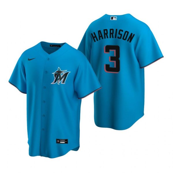 Personalized Men’s Monte Harrison Miami Marlins Cool Base Jersey Black,Blue