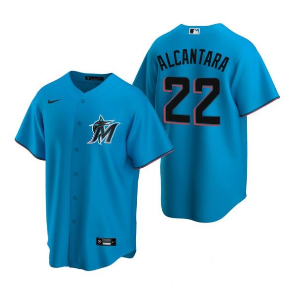 Personalized Men’s Sandy Alcantara Miami Marlins Cool Base Jersey Black,Blue