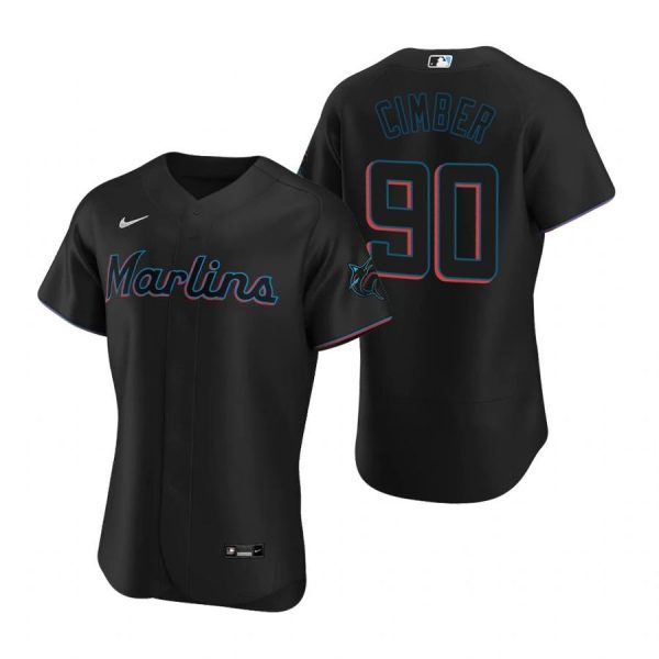 Personalized Men’s Adam Cimber Miami Marlins Flex Base Jersey Black