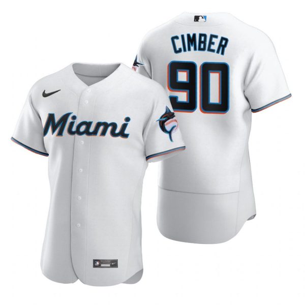 Personalized Men’s Adam Cimber Miami Marlins Flex Base Jersey White