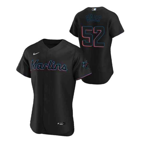 Personalized Men’s Anthony Bass Miami Marlins Flex Base Jersey Black