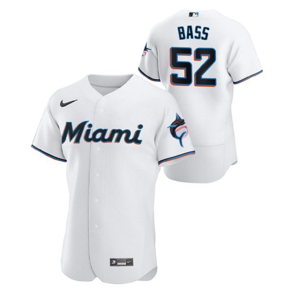 Personalized Men’s Anthony Bass Miami Marlins Flex Base Jersey White