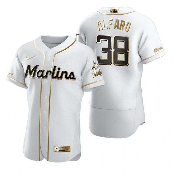 Personalized Men’s Jorge Alfaro Miami Marlins Flex Base Jersey White Golden