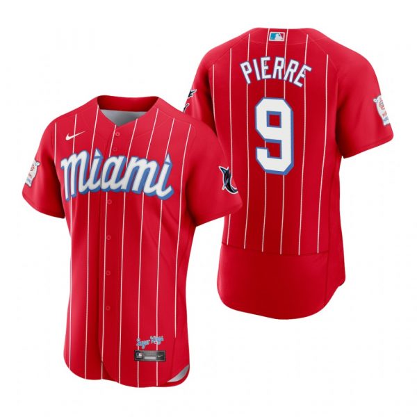 Personalized Men’s Juan Pierre Miami Marlins Flex Base Jersey Red City Connect