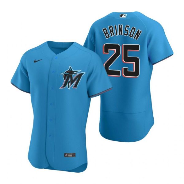 Personalized Men’s Lewis Brinson Miami Marlins Flex Base Jersey Blue