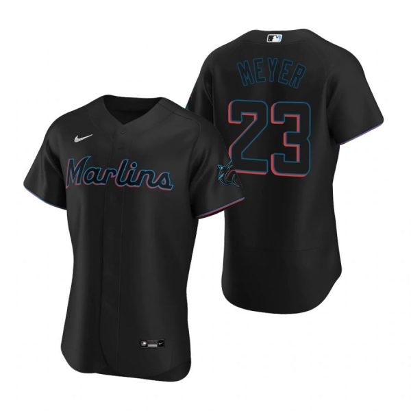 Personalized Men’s Max Meyer Miami Marlins Flex Base Jersey Black