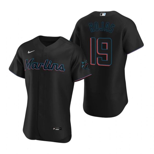 Personalized Men’s Miguel Rojas Miami Marlins Flex Base Jersey Black