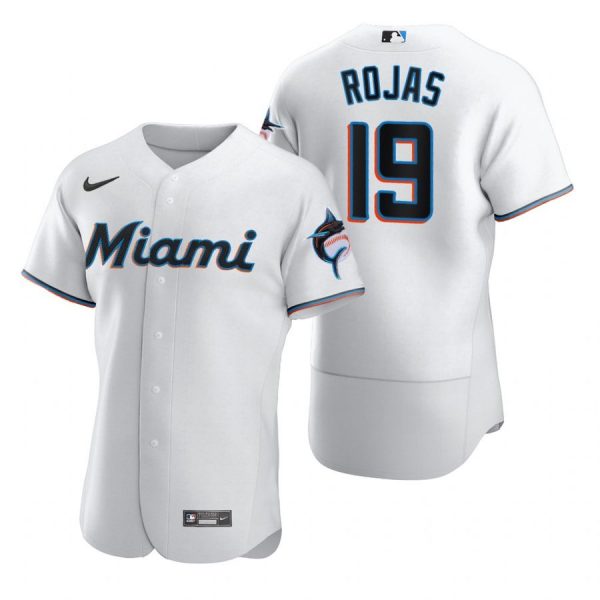 Personalized Men’s Miguel Rojas Miami Marlins Flex Base Jersey White