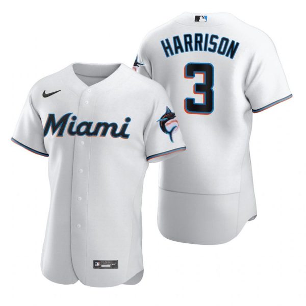 Personalized Men’s Monte Harrison Miami Marlins Flex Base Jersey White
