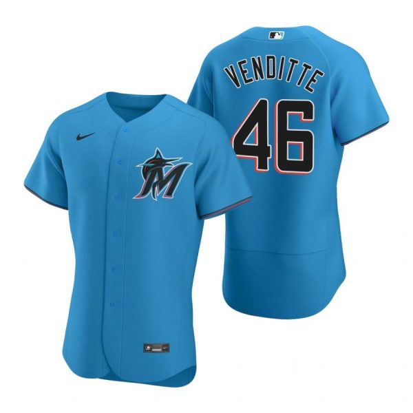 Personalized Men’s Pat Venditte Miami Marlins Flex Base Jersey Black,Blue