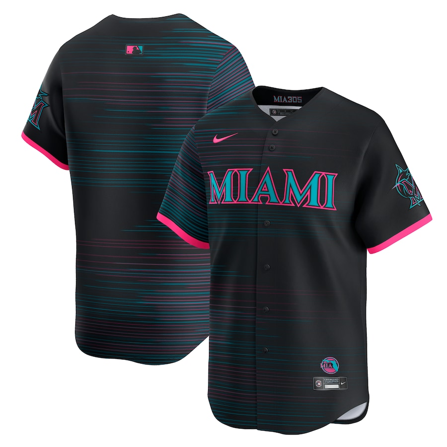 Personalized Men’s Miami Marlins 2025 City Connect Limited Jersey – Black