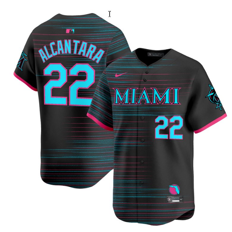 Personalized Men’s Miami Marlins #22 Sandy Alcantara Jersey 2025 City Connect Premier Limited Stitched