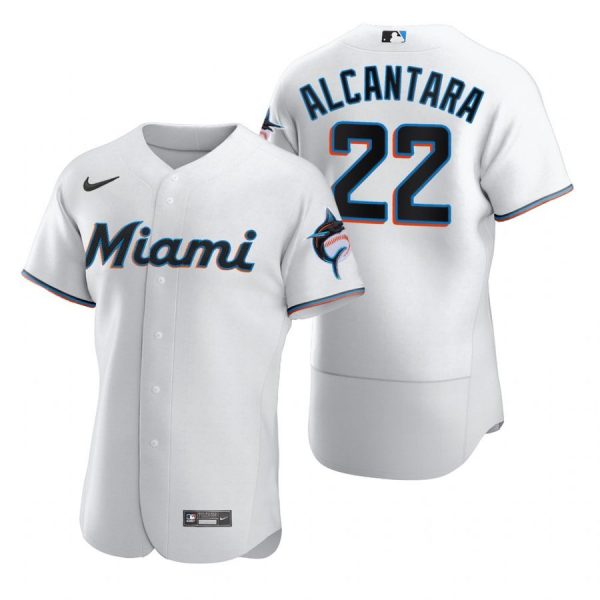 Personalized Men’s Sandy Alcantara Miami Marlins Flex Base Jersey White
